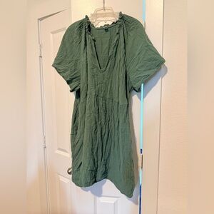 Old Navy Olive Green Gauze Short Sleeve Tunic